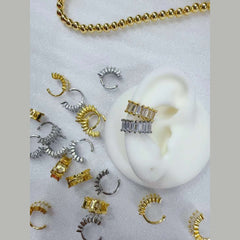 Baguette Cut Cubic Zirconia 18K Gold Anti Tarnish Stud Clip-On Ear Cuff Conch Earring Pair For Women