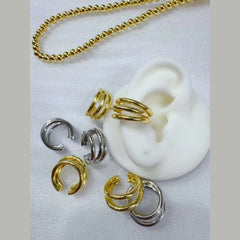 Three Layer 18K Gold Anti Tarnish Stud Clip-On Ear Cuff Conch Earring Pair For Women