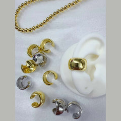 18K Gold Anti Tarnish Stud Clip-On Ear Cuff Conch Earring Pair For Women