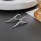 Snake Green Cubic Zirconia Silver Copper Anti Tarnish Hoop Drop Earring Pair For Women