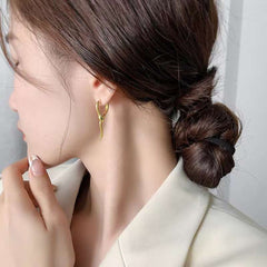 Snake Green Cubic Zirconia Silver Copper Anti Tarnish Hoop Drop Earring Pair For Women