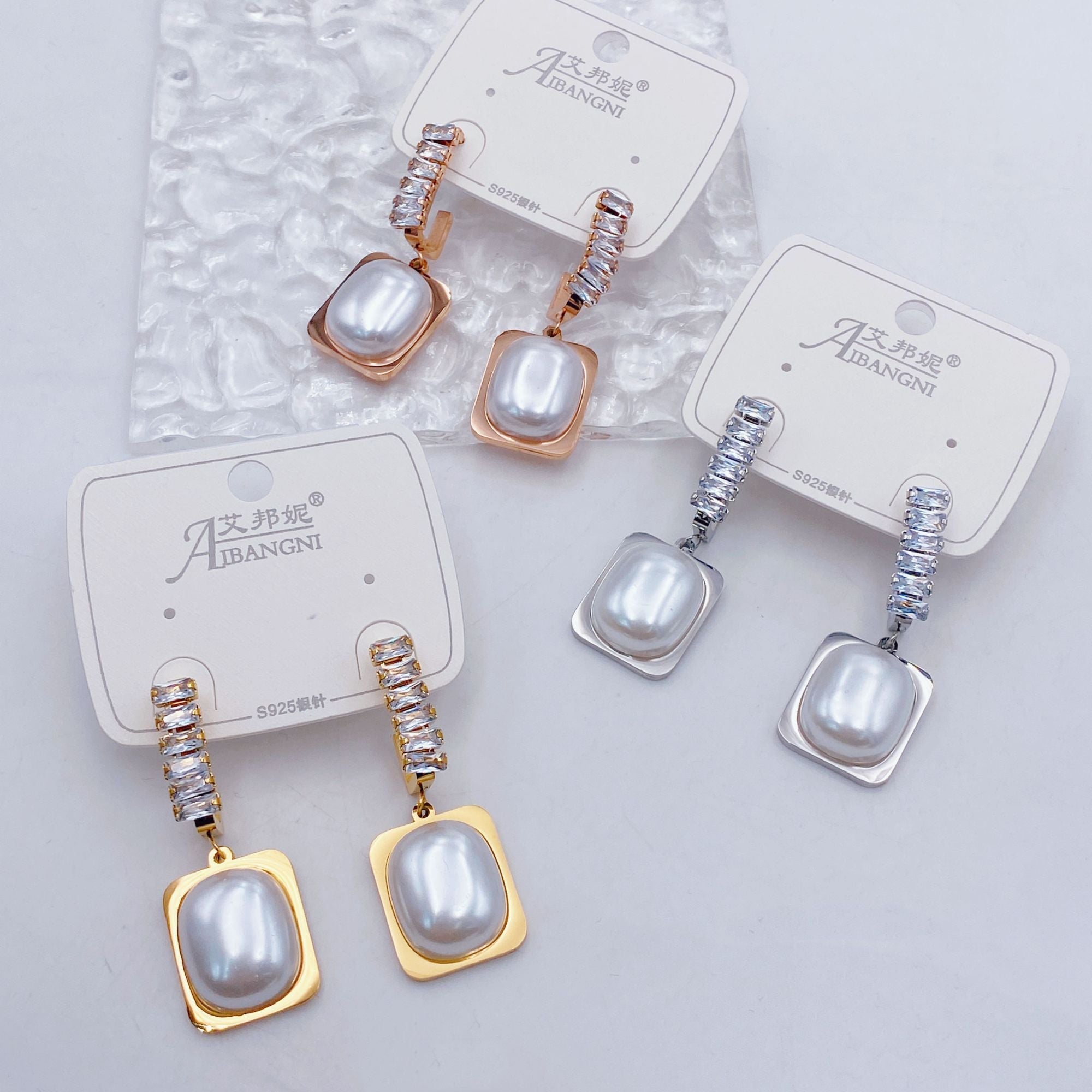 Pearl 18K Gold Anti Tarnish Stainless Steel Hoop Drop Earring For Women