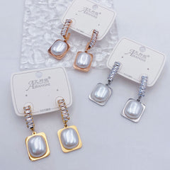 Pearl 18K Gold Anti Tarnish Stainless Steel Hoop Drop Earring For Women