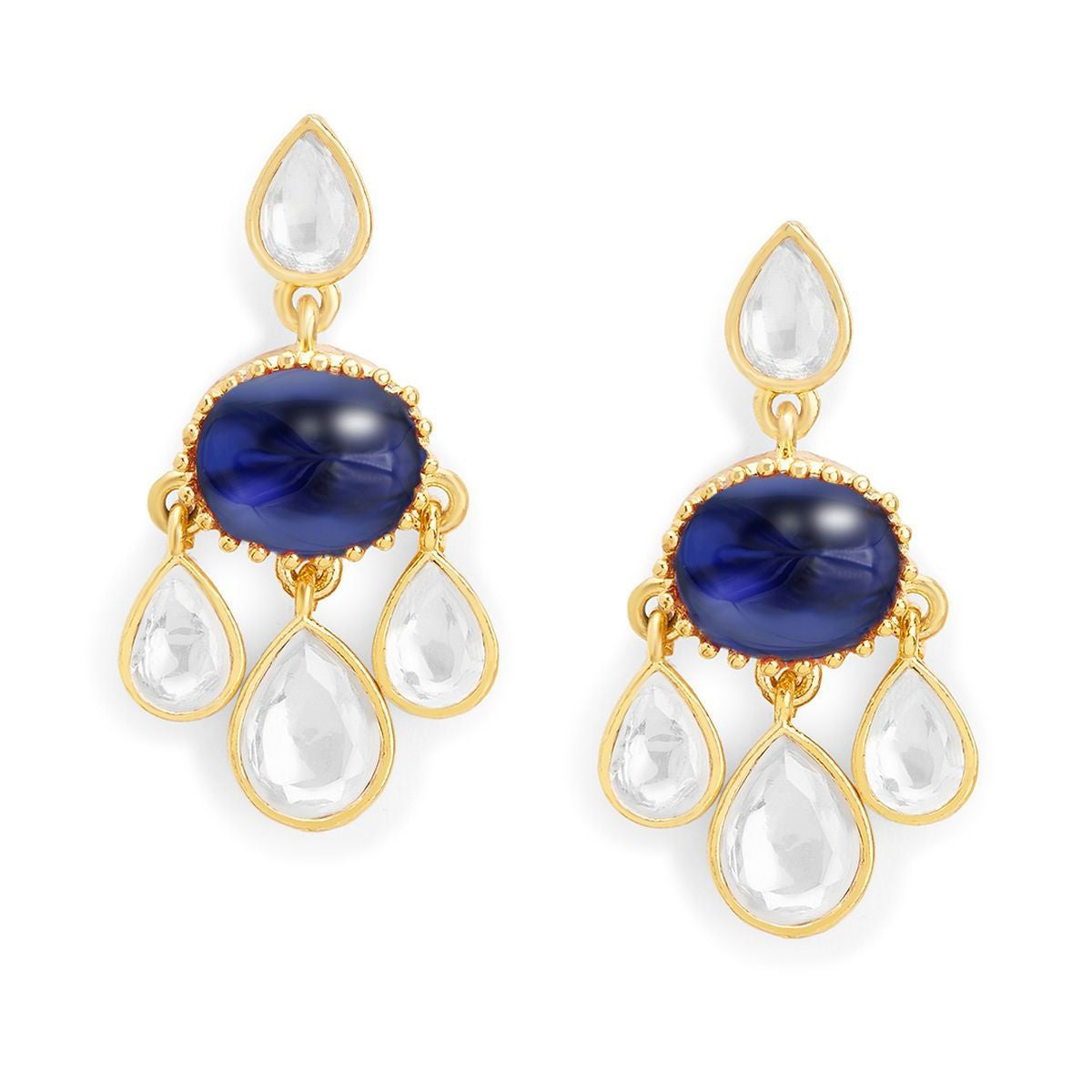 Copper Cubic Zirconia Crystal Emerald Blue Gold Dangler Drop Earring Women