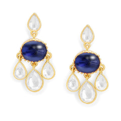 Copper Cubic Zirconia Crystal Emerald Blue Gold Dangler Drop Earring Women