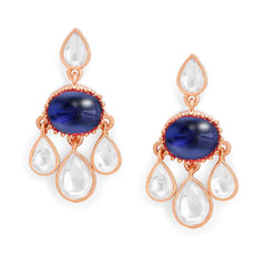 Copper Cubic Zirconia Crystal Emerald Blue Gold Dangler Drop Earring Women