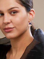 Copper Cubic Zirconia Crystal Emerald Blue Gold Dangler Drop Earring Women