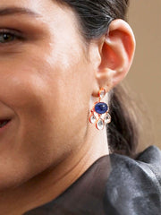 Copper Cubic Zirconia Crystal Emerald Blue Gold Dangler Drop Earring Women