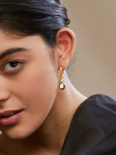 Copper Pear Cut Cubic Zirconia Enamel Green Gold Drop Hoop Earring Women