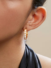 Copper Princess Cut Solitaires Cubic Zirconia Gold Hoop Earring For Women