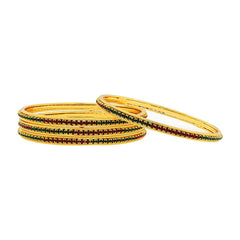 22K Gold Plated Red Maroon Classic Eternity Bangle Set Of 4