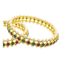 Maroon Green Gold Plated Kada Bangle Set Of 2 For Women