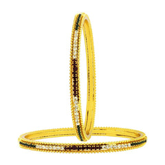 Eternity Red Green American Diamond Gold Bangle Set Of 2 (Pair) Women