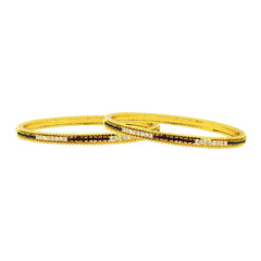 Eternity Red Green American Diamond Gold Bangle Set Of 2 (Pair) Women