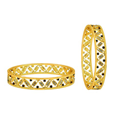 Floral Leaf Maroon American Diamond Cz 22K Gold Bangle Pair Women