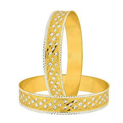 Just Like Real Laser Rhodium 22K Gold Kada Bangle Set Of 2 Women