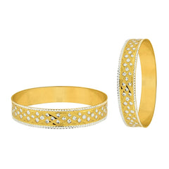 Just Like Real Laser Rhodium 22K Gold Kada Bangle Set Of 2 Women