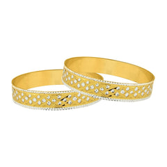 Just Like Real Laser Rhodium 22K Gold Kada Bangle Set Of 2 Women