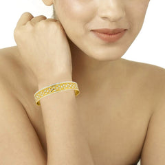 Just Like Real Laser Rhodium 22K Gold Kada Bangle Set Of 2 Women