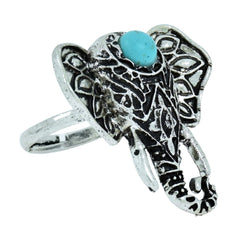 Elephant Oxidized Silver Plated Adjustable Ring Cuff Kada Combo Women