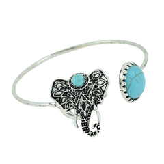 Elephant Oxidized Silver Plated Adjustable Ring Cuff Kada Combo Women