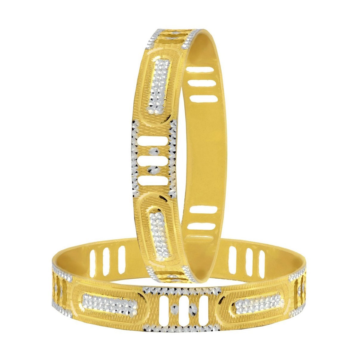Wedding Filigree 22K Gold Rhodium Metal Chuda Kada Bangle Set Of 2