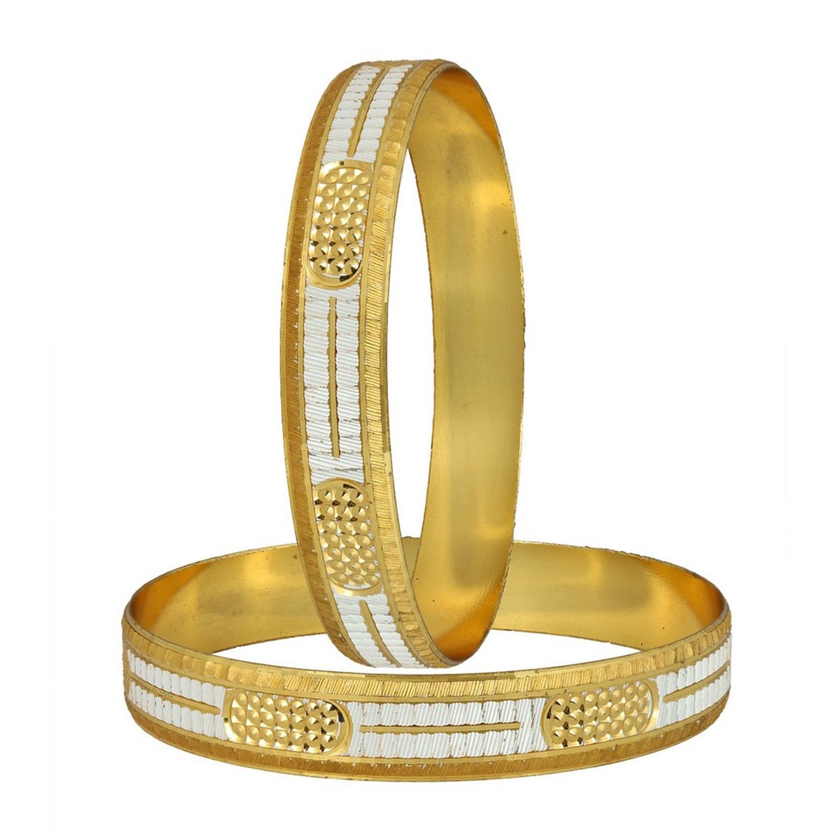 Wedding Traditional 22K Gold Rhodium Metal Chuda Kada Bangle Set Of 2