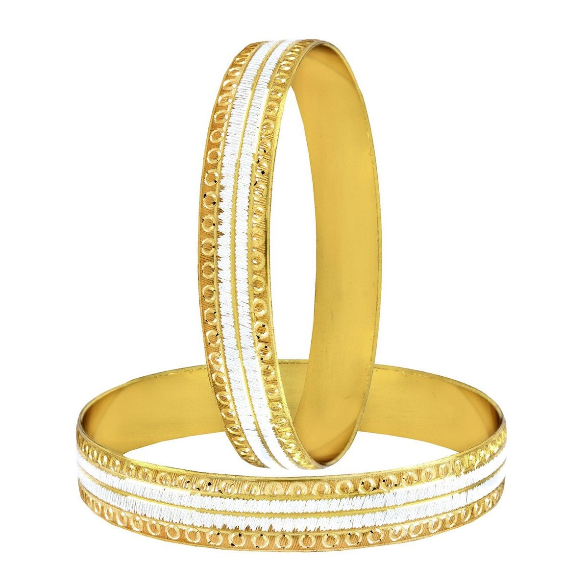Wedding Traditional 22K Gold Rhodium Metal Chuda Kada Bangle Set Of 2