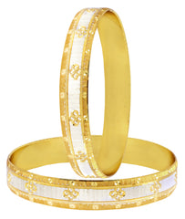 Wedding Designer 22K Gold Silver Metal Chuda Kada Bangle Set Of 2