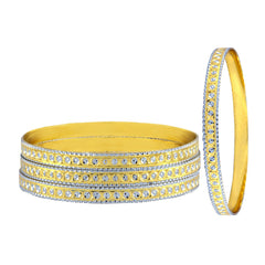 Wedding Traditional 22K Gold Rhodium Metal Chuda Kada Bangle Set Of 4