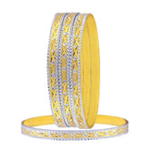 Wedding Designer 22K Gold Rhodium Metal Chuda Kada Bangle Set Of 4