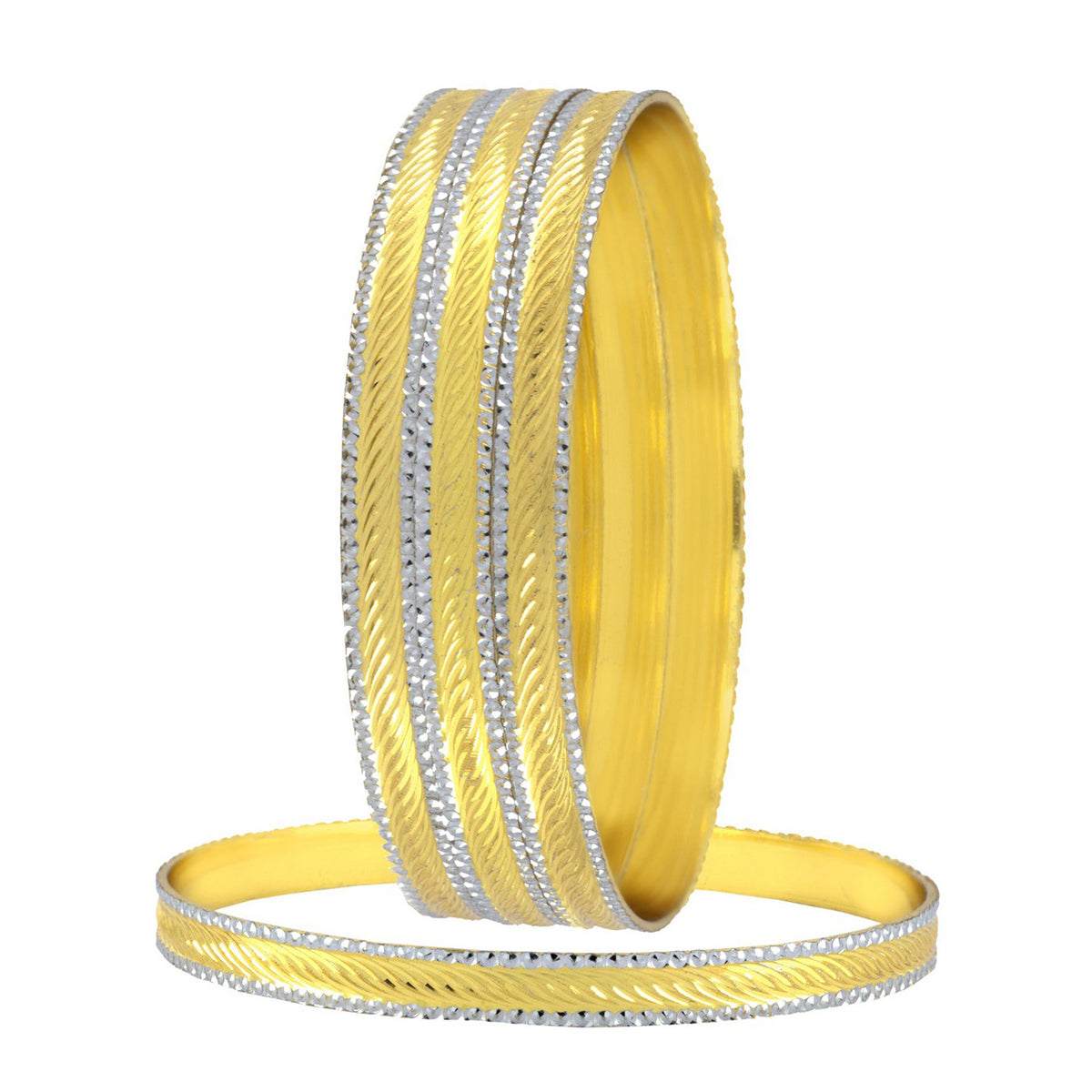 Wedding Traditional 22K Gold Rhodium Metal Chuda Kada Bangle Set Of 4