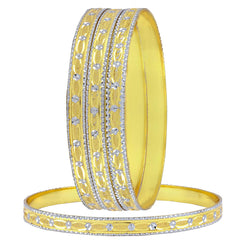 Wedding Designer 22K Gold Rhodium Metal Chuda Kada Bangle Set Of 4