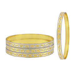 Wedding Designer 22K Gold Rhodium Metal Chuda Kada Bangle Set Of 4