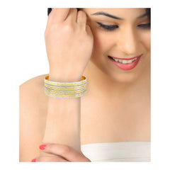 Wedding Designer 22K Gold Rhodium Metal Chuda Kada Bangle Set Of 4
