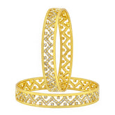 Wedding Designer 22K Gold Rhodium Metal Chuda Kada Bangle Set Of 2