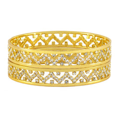 Wedding Designer 22K Gold Rhodium Metal Chuda Kada Bangle Set Of 2