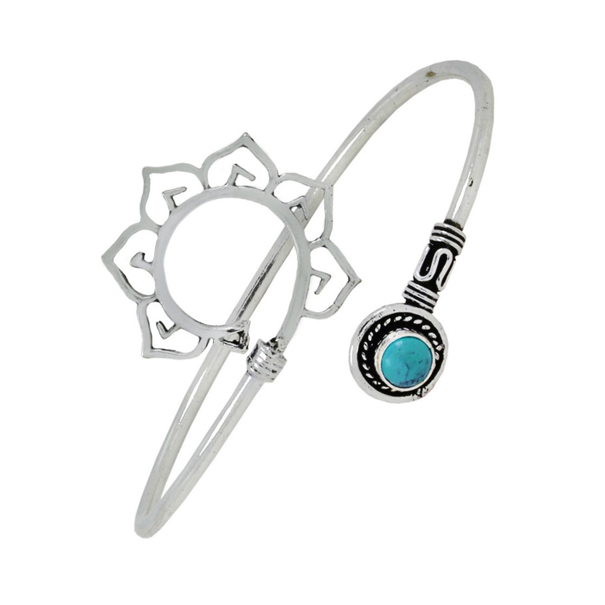 Elephant Oxidized Silver Plated Blue Adjustable Bangle Kada For Women