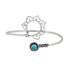 Elephant Oxidized Silver Plated Blue Adjustable Bangle Kada For Women