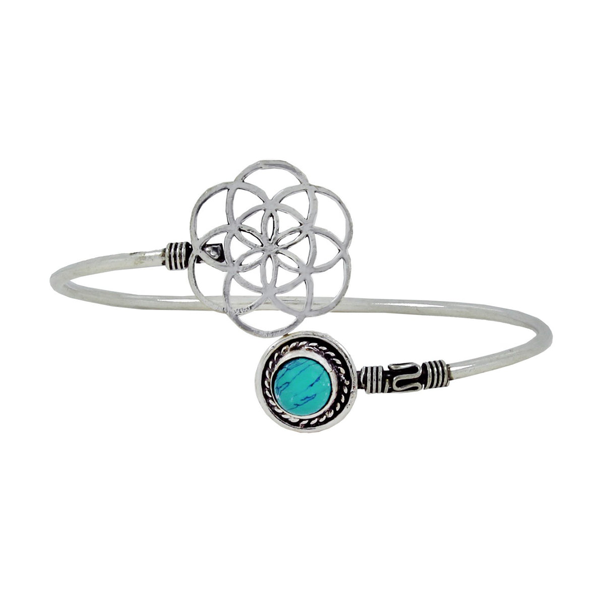 Elephant Oxidized Silver Plated Green Adjustable Bangle Kada For Women