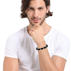 Surgical Stainless Steel Black Rhodium Screw Oval Kada Bracelet Bangle