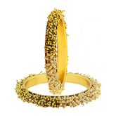 Cluster Pearls Antique 22K Gold Plated Bangle Set Of 2 (Pair) Women