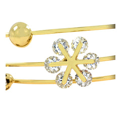 Dainty Flower 14K Gold Plated Cuff Bracelet Bangle For Women