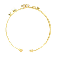 Dainty Flower 14K Gold Plated Cuff Bracelet Bangle For Women