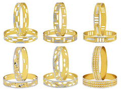 Wedding 22K Gold Rhodium Metal Chuda Kada Bangle Set Of 2 Combo