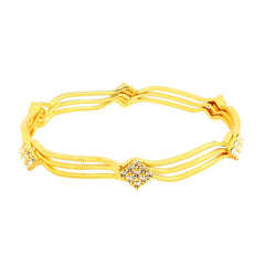 Wavy 22K Gold Plated American Diamond Slim Bangle Pair Set Of 2 Women