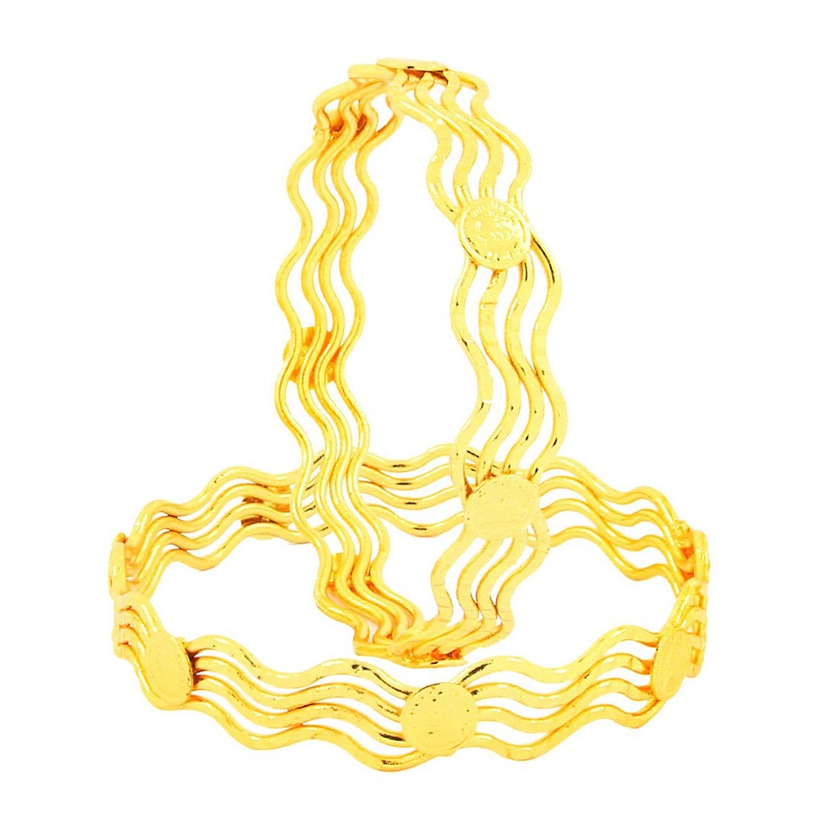 Queen Elizabeth Wedding 22K Gold Plated Bangle Pair Set Of 2 For Women