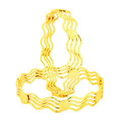 Queen Elizabeth Wedding 22K Gold Plated Bangle Pair Set Of 2 For Women