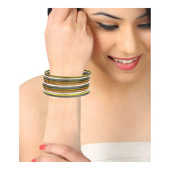 Slim Gold Silver Copper Antique Plated Set Of 12 Bangles Girls Women