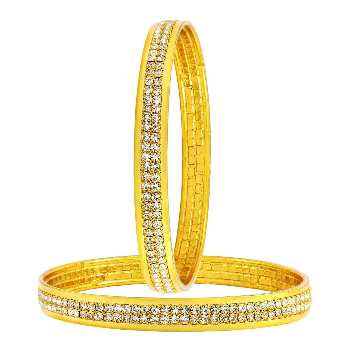 Eternity Bridal Wedding American Diamond Kada Bangle Set Of 2 (Pair)